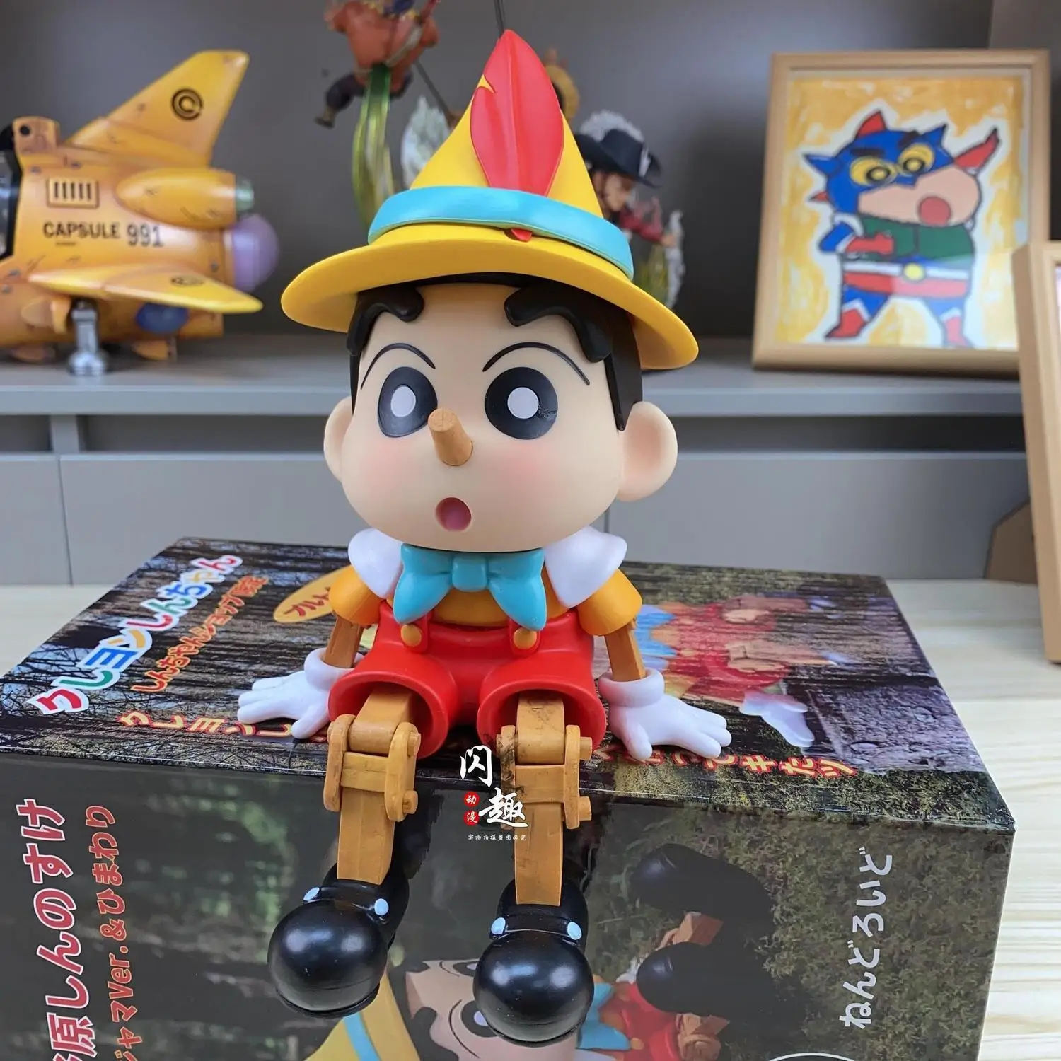 Anime Pinocchio Crayon Shin-chan Q Version Action Figure PVC Model Statue Toys Doll Car ornaments Collection Gifts