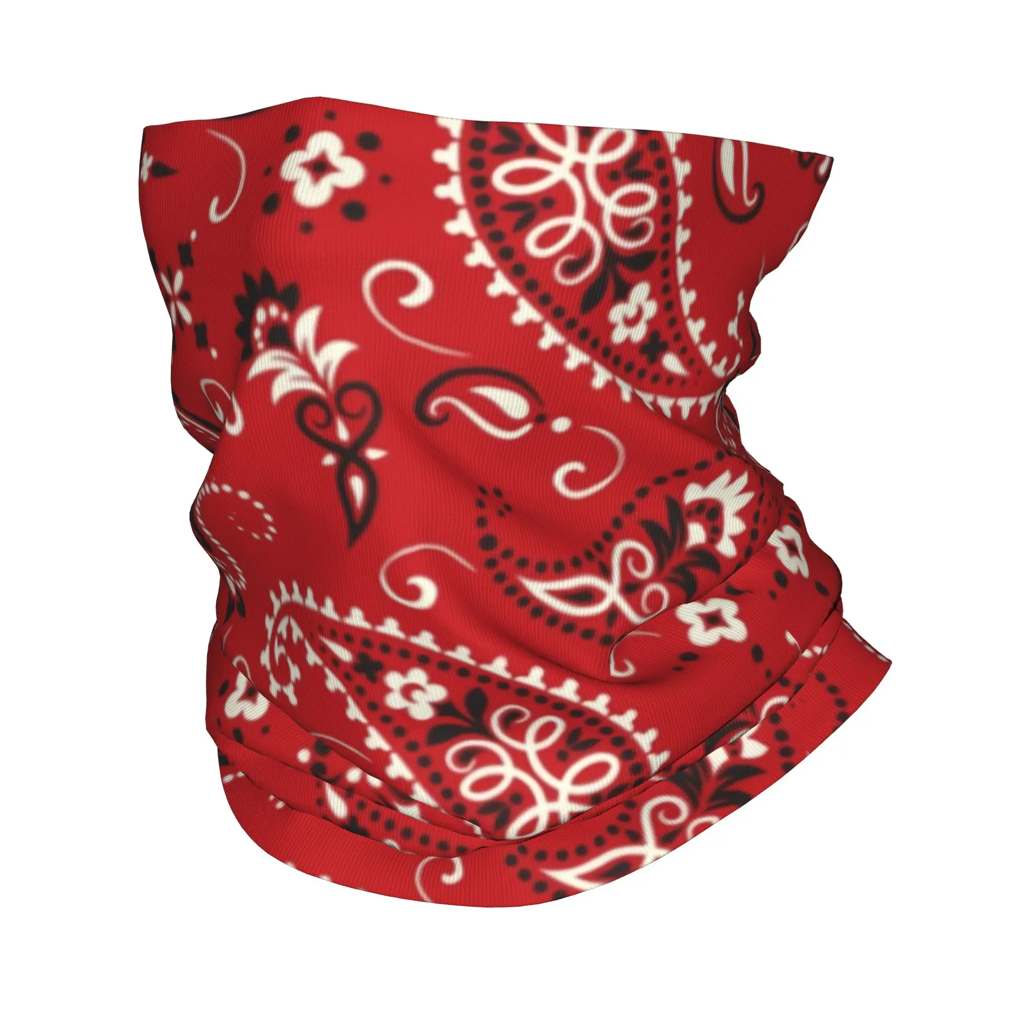 

Custom Fashion Red Bandana Pattern Winter Headband Neck Warmer Women Men Ski Hunting Tube Scarf Face Bandana Gaiter