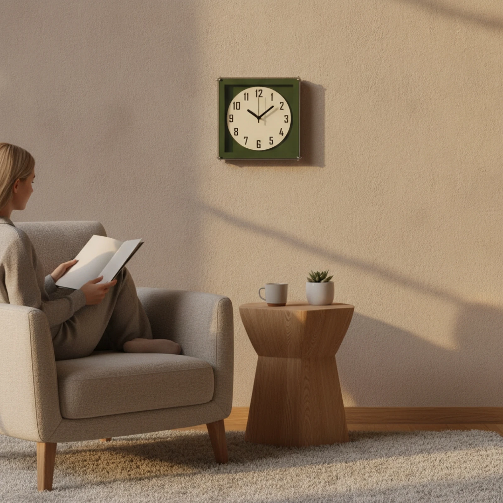 Wall Clock with Acrylic Frame Indoor Decorative Square Wall Clock High Contrast Accurate for Study, Dining Room