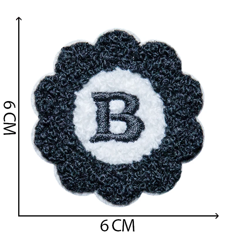 6cm Chenille Embroidery Letter Patch with Towel Back Glue Seal Applique Badge