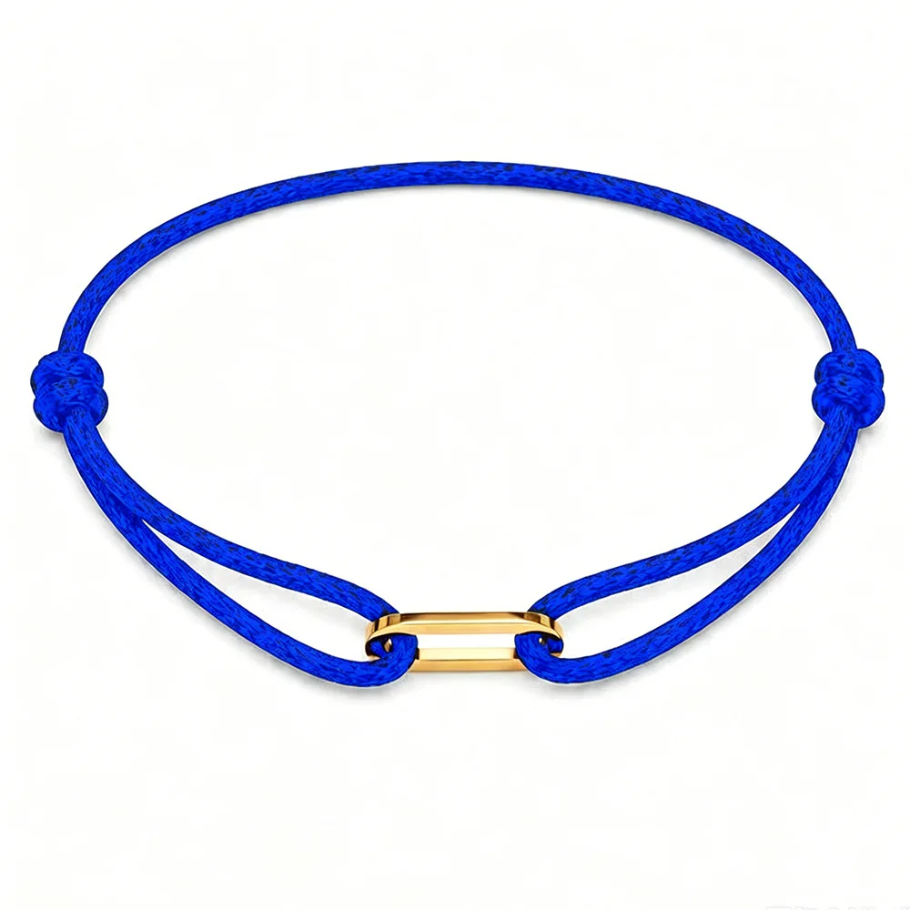 Zalman Einfaches Rundes Ovales Schnallen-Armband Geflochtenes Verstellbares DIY Buntes Seil-Armband für Damen und Herren Edelstahl-Schmuck