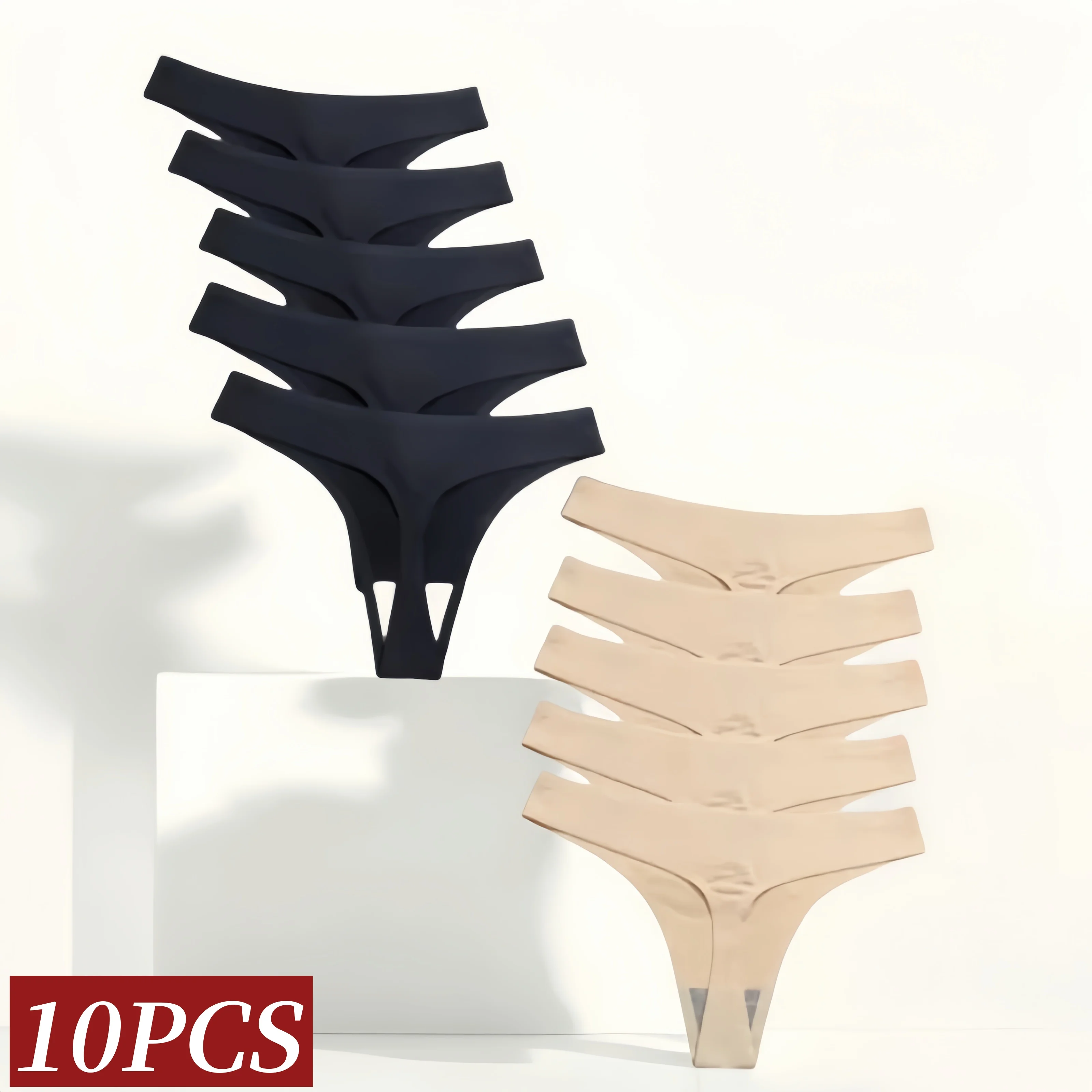 10PCS/Set Seamless Panties G-string Women Ice Silk Underwear Female Bikini Thin Lingerie Soft Sports