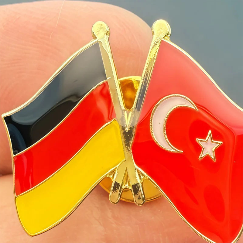 Germany and Turkey Flag Metal Soft Enamel Lapel Badge Pins Brooches