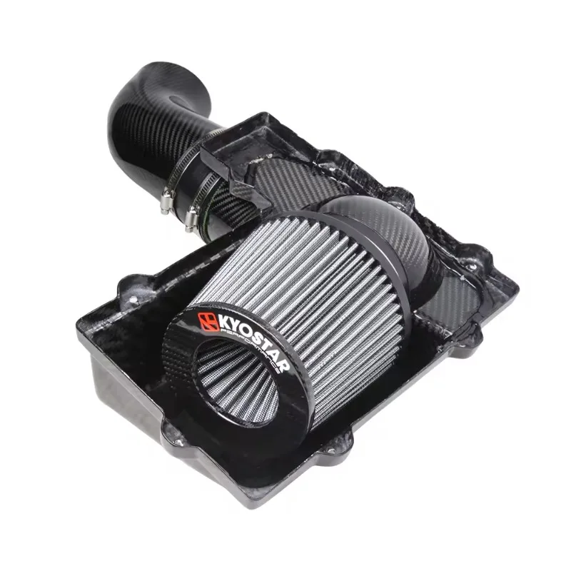 

For VW Golf Mk7 R EA888 1.8t 2.0t Black 4 Inch Air Induction Intake Kit Twill Weave Carbon Fiber Cold Air Intake System