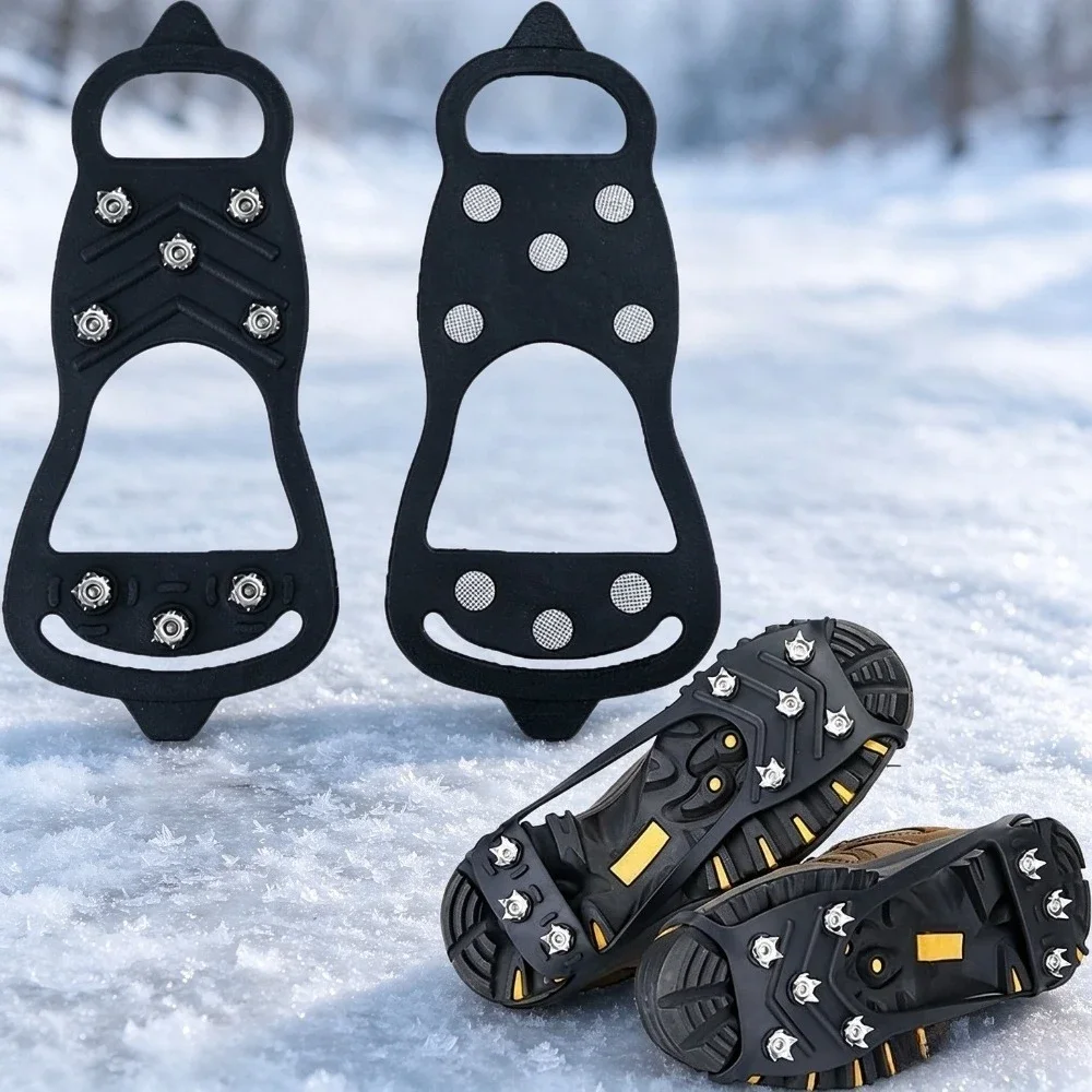 Ice Snow Traction Cleats 8 Steel Studs Silicone Shoe Grippers Easy on Off Lightweight Winter Anti Slip Walking Accessories