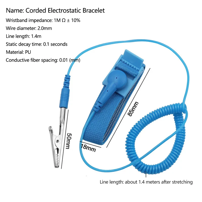 3Pc Anti Static Bracelet Electrostatic Wired ESD Discharge Cable Wrist Band Strap Antistatic Bracelets PVC Anti Static Wristband