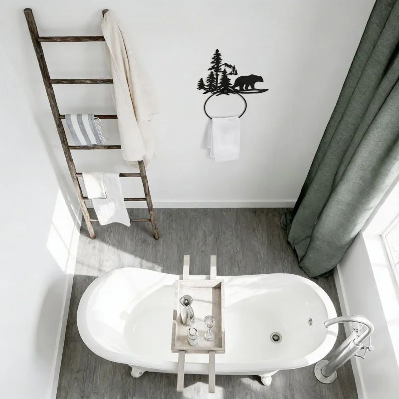 

Матовый черный круглый держатель для полотенец из космического алюминия, настенная вешалка - держатель для кухонных полотенец, полка для хранения в ванной комнате