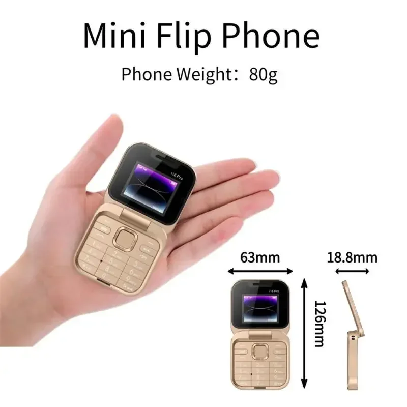 i16PRO Mini Dual SIM Card Fold Mobile Phone 2G Network Video Player Flashlight FM Radio Magic Voice Small Box Flip Cellphones