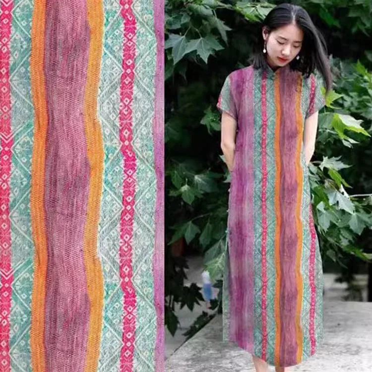 

New vintage ramie and linen blend fabrics, high-quality digital printed clothing, curtains, home decorations and craft sewing