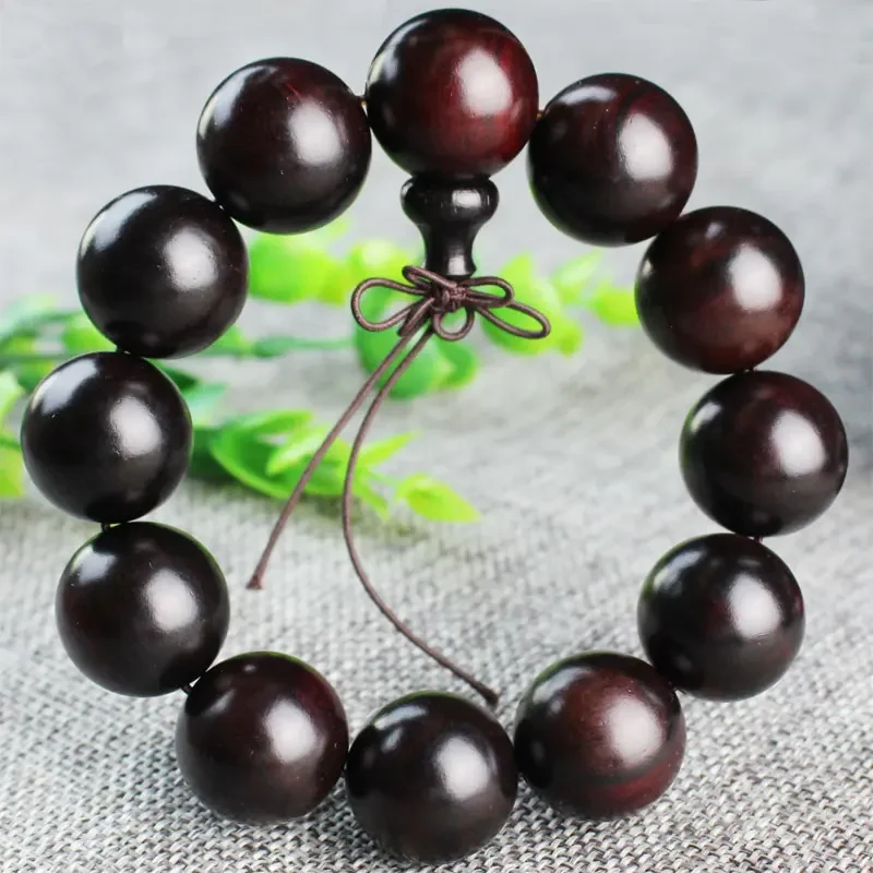 

African rosewood bracelet with large leaf sandalwood seasoned rosewood Buddha bead bracelet, cultural and playful couple