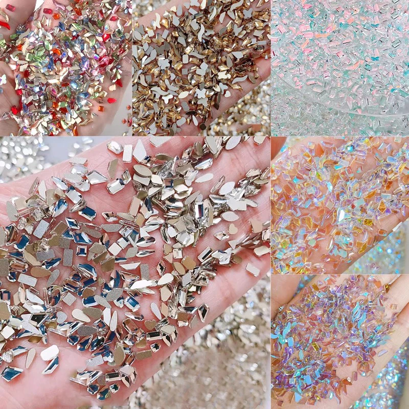 100 PCS Mini 3D Crystal Rhinestones Shiny Horse Eye Crystal Diamond Pointed Bottom Nail Art Decorations Mixed Shapes Manicure