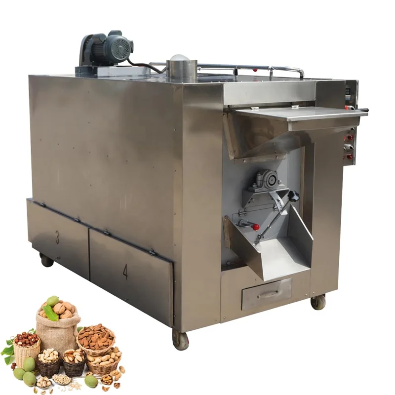 100KG/H Industrial Cocoa Bean Peanut Roaster Machine Chestnuts  Corn Melon Seeds Roasted Cashew Nut Roasting Machine