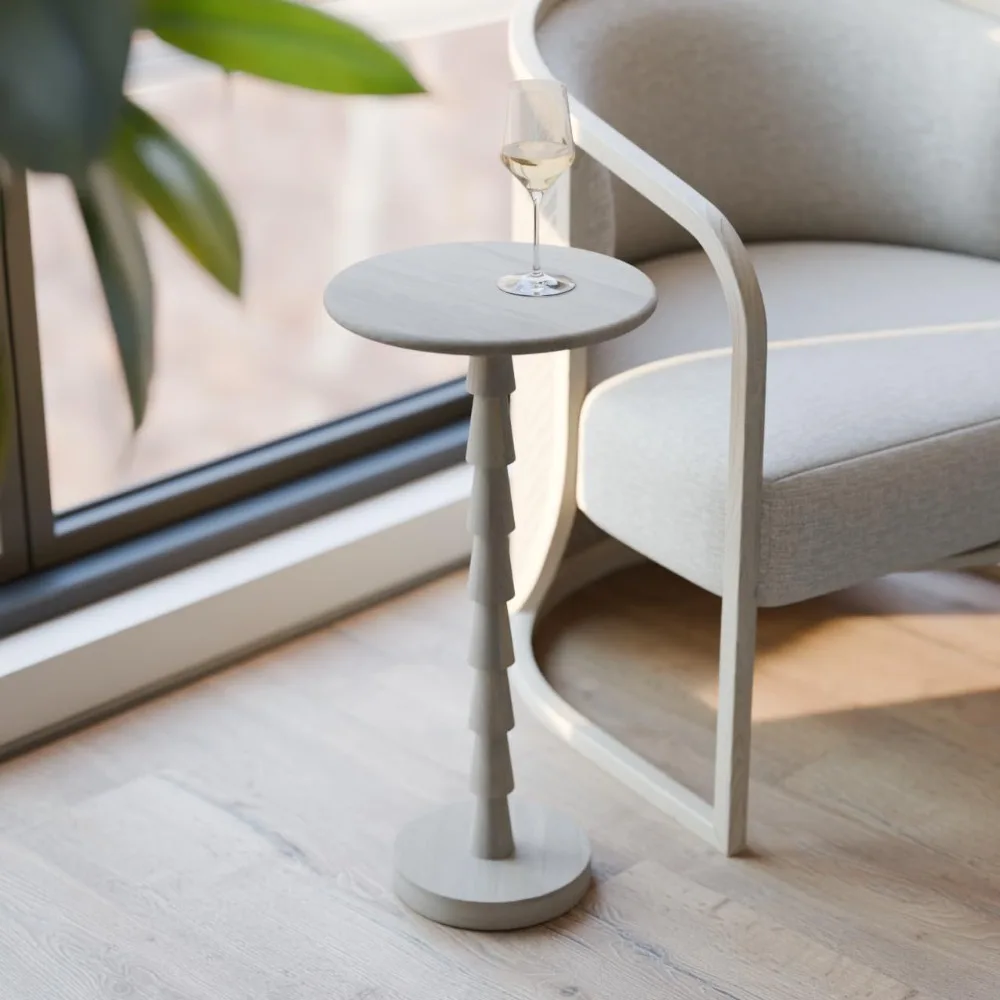 24-Inch High Mango Wood Drink Table: Modern Side Table for Living Room and Bedroom