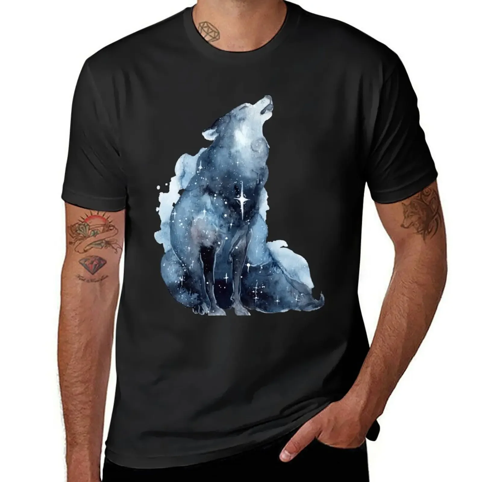 Galaxy Howling Wolf T-Shirt shirts graphic tees baggy shirts funny t shirts for men