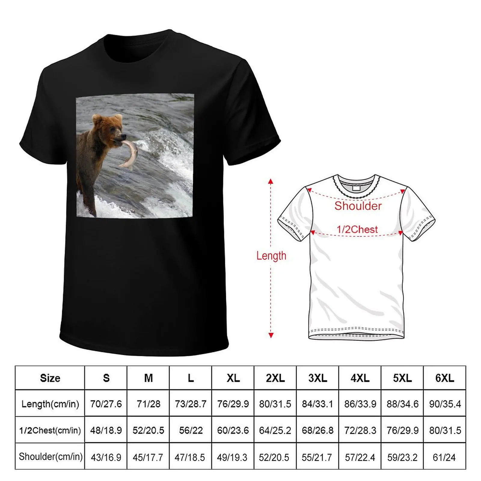 Brown Bear catching a salmon at Brooks Falls in Katmai National Park in Alaska. - WelshDesigns T-Shirt