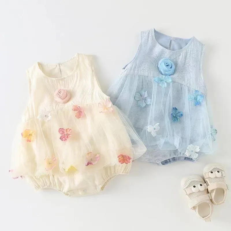2026 New Baby Summer Girls Sweet Newborn Floral Romper Dress, Princess Kids Sweet Fashion Party Dress 0-2