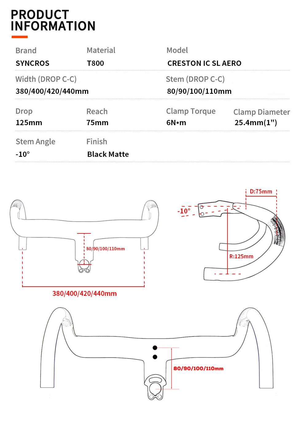 Syncros For 25.4mm Foil RC Carbon Creston IC SL AERO,Integrated Cockpit Road Bike Handlebar Integrated Cables Di2 Bicycle Parts