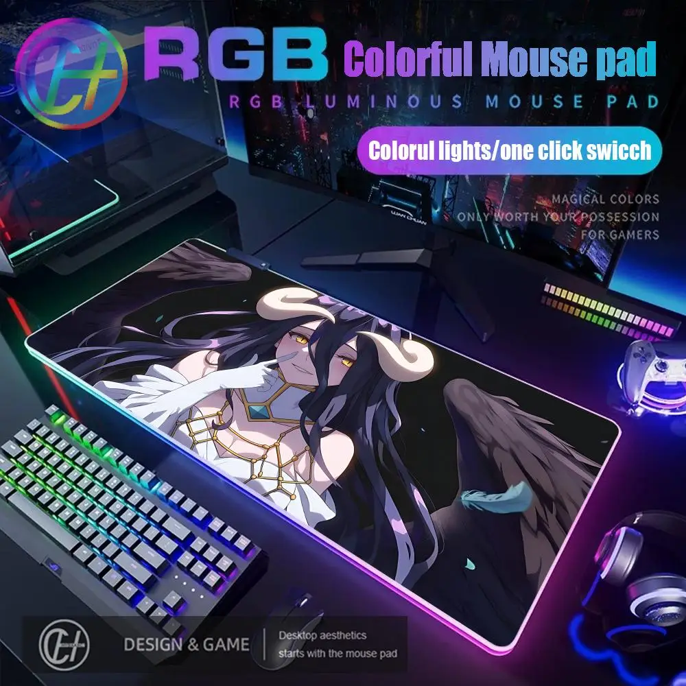 

Albedo Large Mouse Pad Anime Overlord Pc Gamer Cabinet Keyboard Mausepad Computer Gaming Accessories Table Rug Desk Mat Mousepad