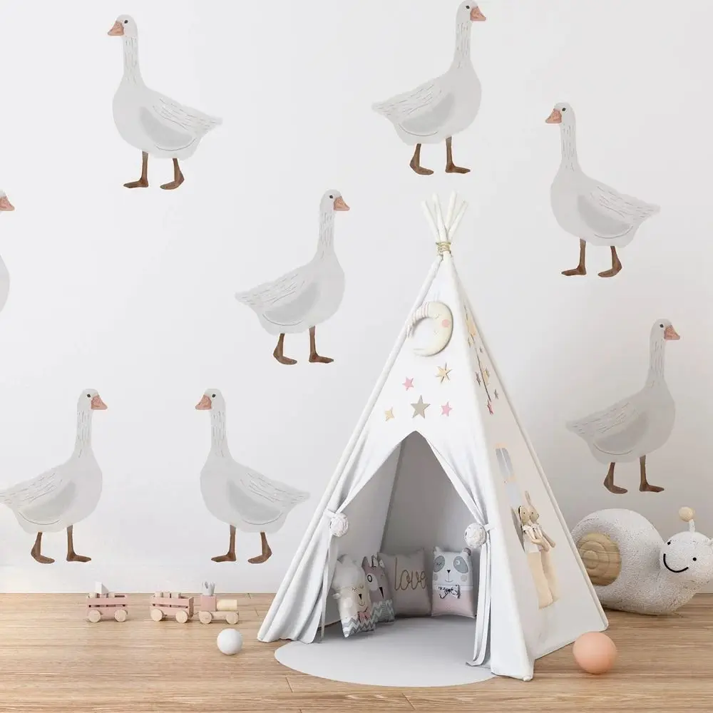 

Обои «Белый гусь» Peel and Stick, настенная роспись для детской комнаты Geese для наклеек на стены, украшения дома или традиционной нетканой бумаги