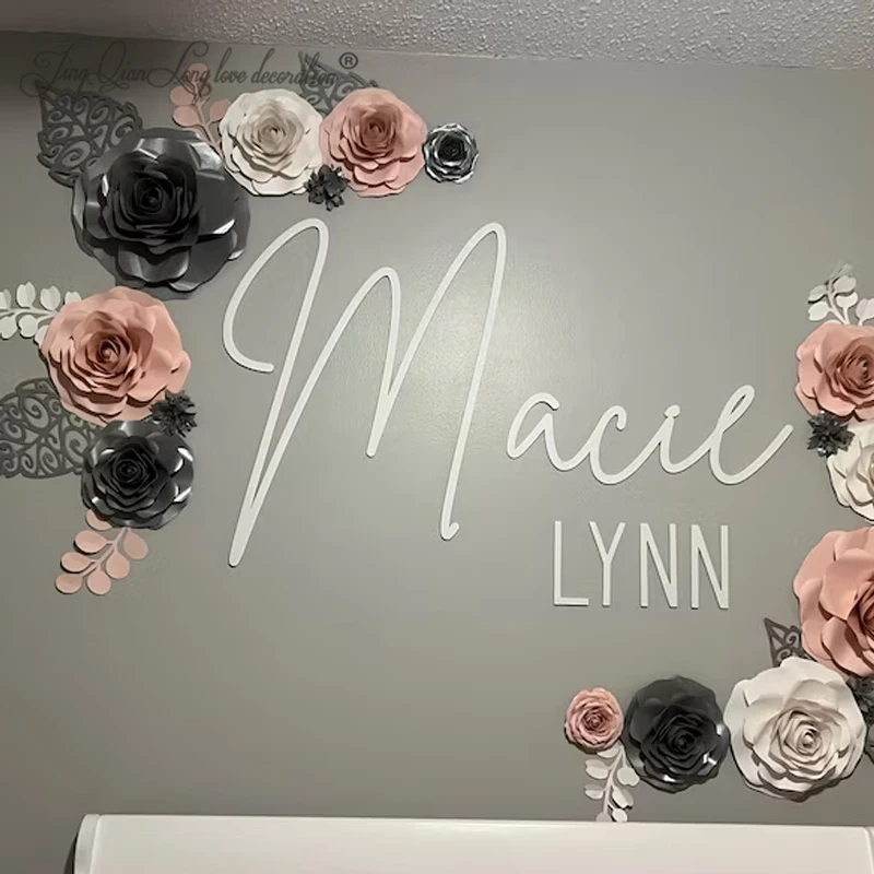 Custom Name 3D Wood Sign  Cursive Name Laser Cut   Name Feature Wall Art Script cut out  Laser Cut Baby name Gift