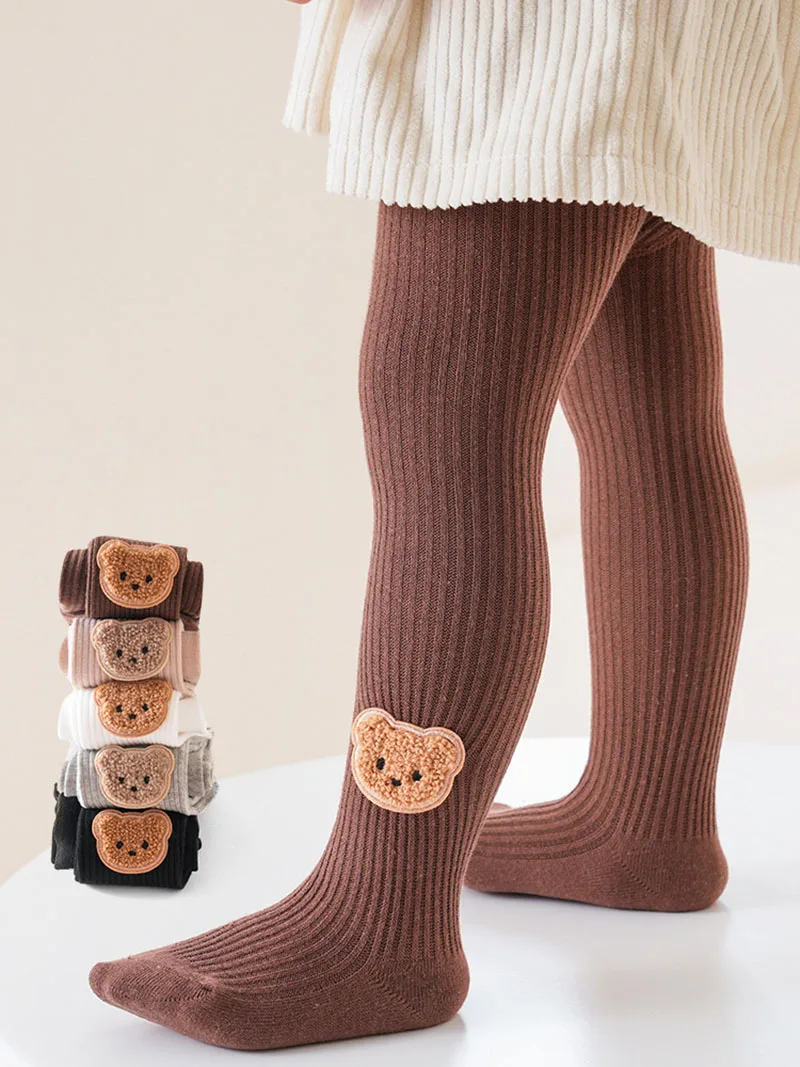 MILANCEL New Autumn Kids Pantyhose Children Cartoon Bear Leggings Girls Outwear Render Pants