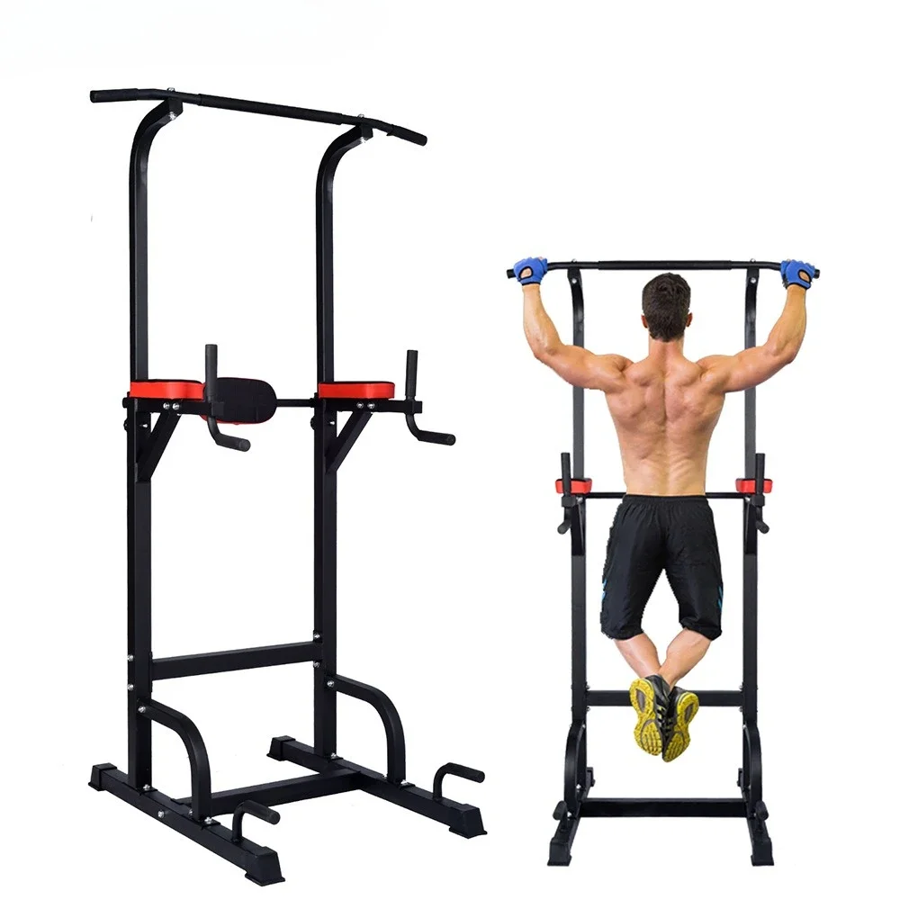 Height Adjustable Dip Station Power Tower Squat Pull Up Bar Gear Squat Rack