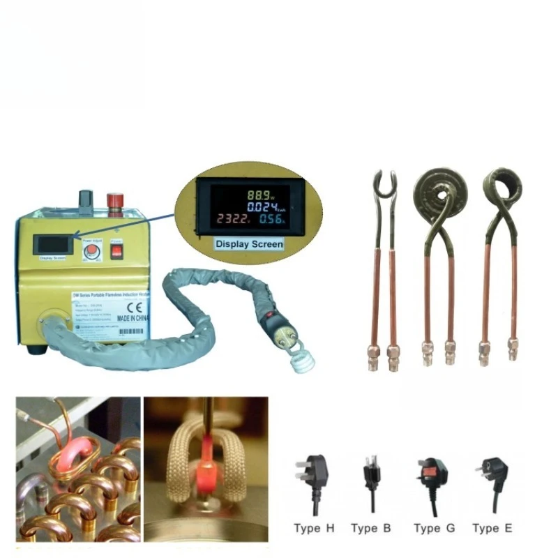 내장형 수냉식 휴대용 에어컨 구리 튜브 수리 히터 2KW 고주파 유도 가열 장비