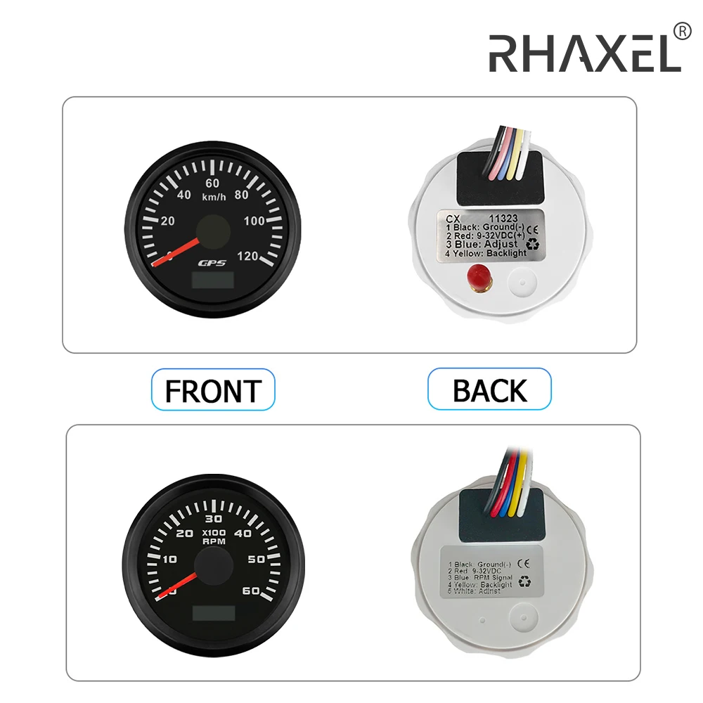 

RHAXEL 52mm 2 Gauge Set 30 60 80 120 200 km/h Speedometer GPS Tachometer 3K 4K 6K 8K RPM with Hour Meter 12V 24V for Tractor Car