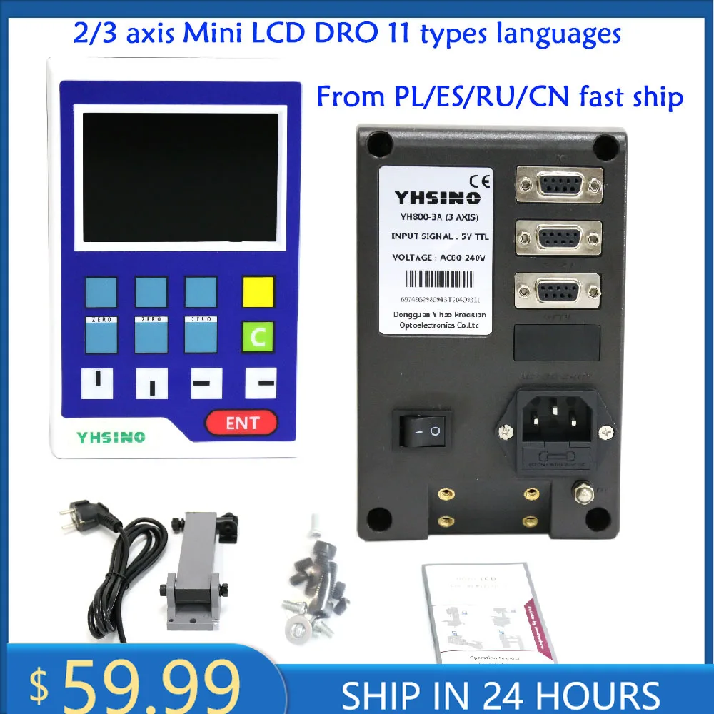 Mini Lcd Dro Kit Digital Readout Axis Display Yhsino para Torno Fresadora Máquinas Yh8003a