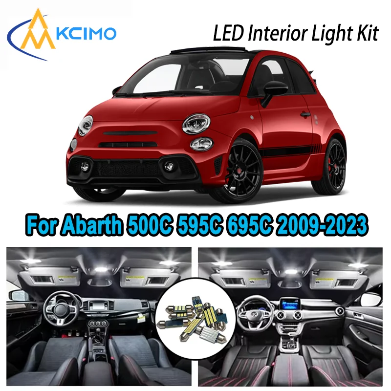 

Высококачественный светодиодный комплект для интерьера для Abarth 500C 595C 695C 2009-2023 2010 2011, без ошибок, автомобильные лампы в багажнике с куполом премиум-класса