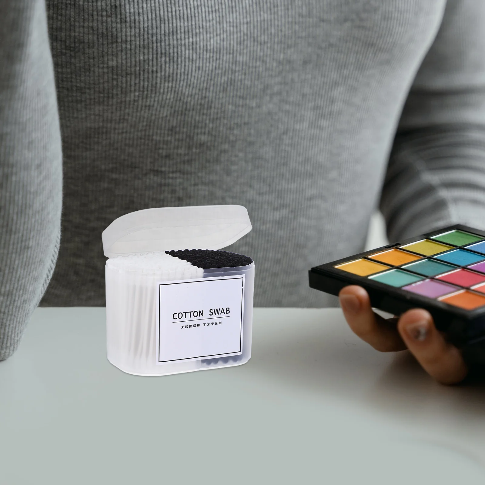 300 قطعة مسحات القطن مزدوجة الرأس ورق للاستعمال مرة واحدة عصا ماكياج أداة للعناية بالجمال تنظيف الأذن إزالة الشمع براعم القطن