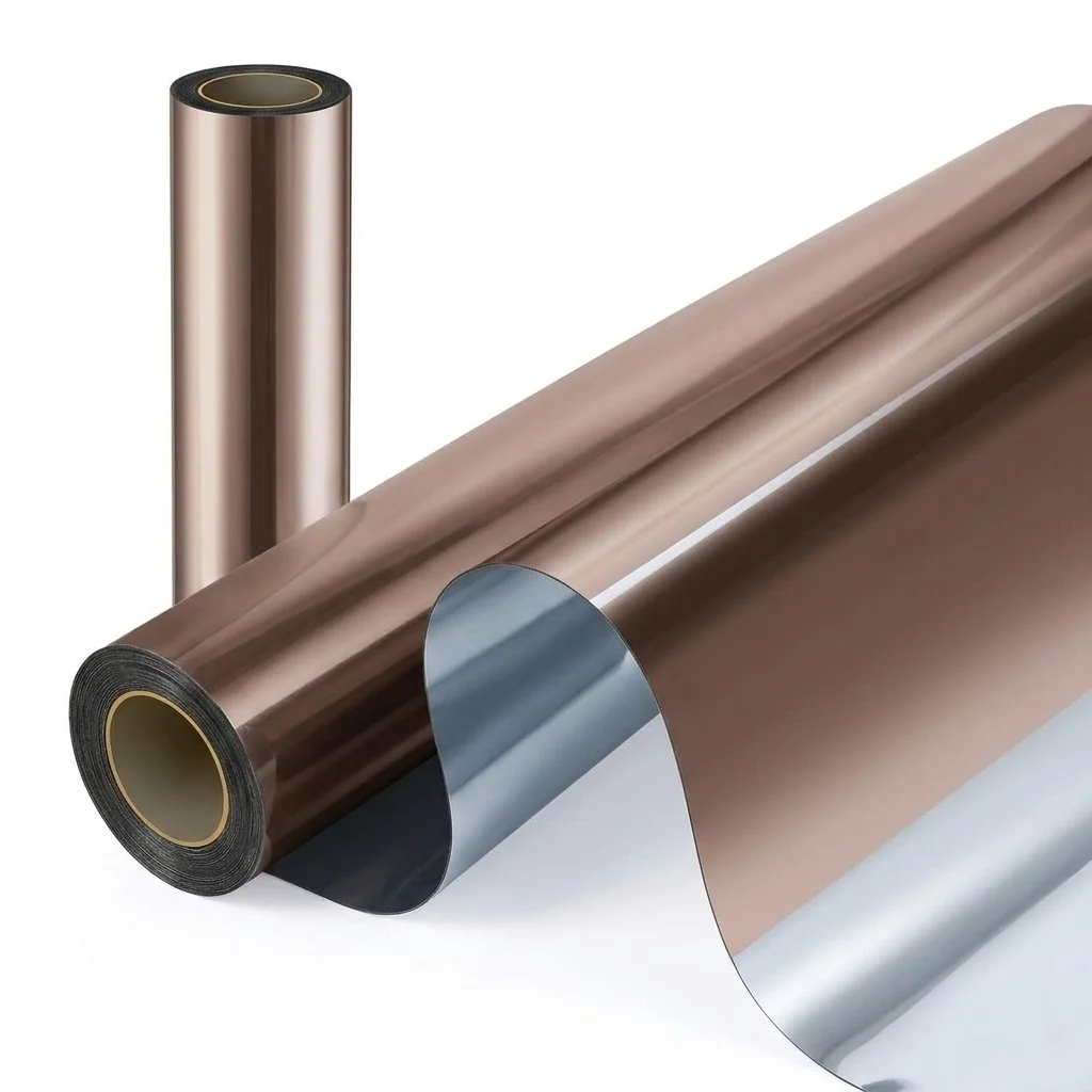 90cm X 1/2/3/5m Brown/Silver Static Cling Window Film - No-Adhesive One-Way Privacy Tint Daytime UV Block Heat Control Removable