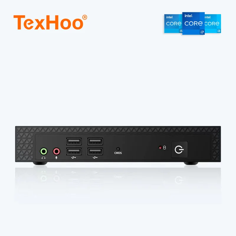 TexHoo Wholesale Intel Core I3 i5 i7 HM65 Linux Win7 Win10 WIFI Blue-tooth Mini Personal Office Business Mini Pc with FAN