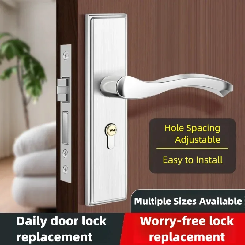 

Набор дверных замков из нержавеющей стали, бесшумная внутренняя дверная ручка для спальни, ванной комнаты, пресс-замок для двери из цельного дерева