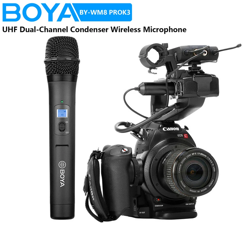 

BOYA BY-WM8 PRO K3 UHF Dual-Channel Condenser Wireless Microphone for PC Mobile Smartphone Camera Interview Streaming Youtube