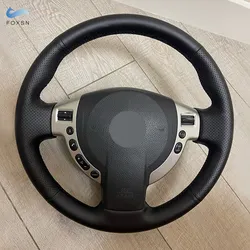 Braid on Steering Wheel For Nissan QASHQAI X-Trail NV200 Rogue Car Steering Wheel Hand-stitched Perforated Leather Cover