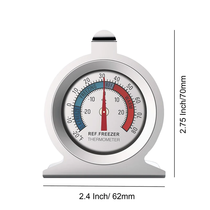 Termometry zamrażarki-30 ~ 30 ° c-20 ~ 80 ° f lodówka ze stali nierdzewnej duży czujnik zegarowy Mini termometry do lodówki