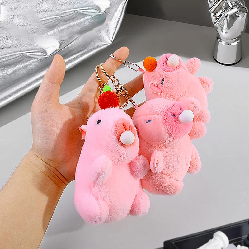 Kawaii Plush Keychain Cute Capibara With Turtle Bag Creative Doll Simulation Capibara Anime Fluffty Toy Birthday Gifts