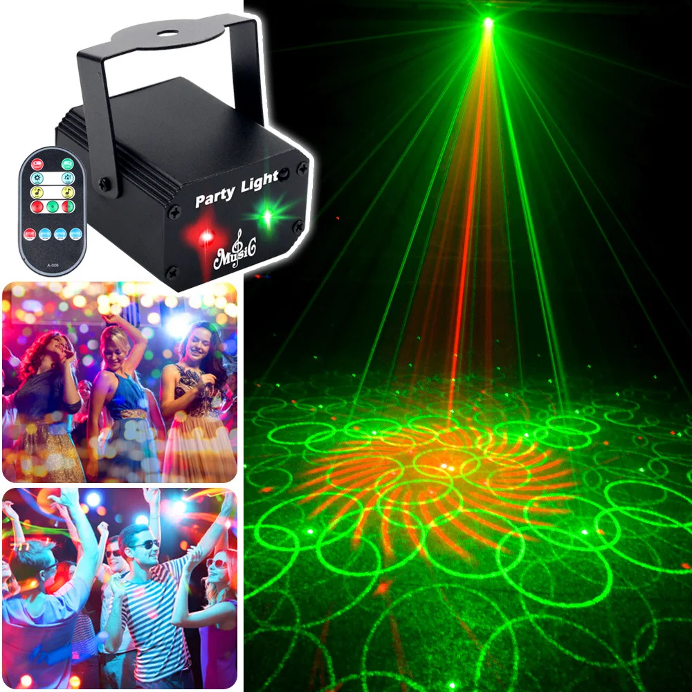 Disco Light DJ Dance R&G Laser 32 Pattern Projector Party KTV Bar Bedroom Christmas Decoration USB Powered Stage Child Gift