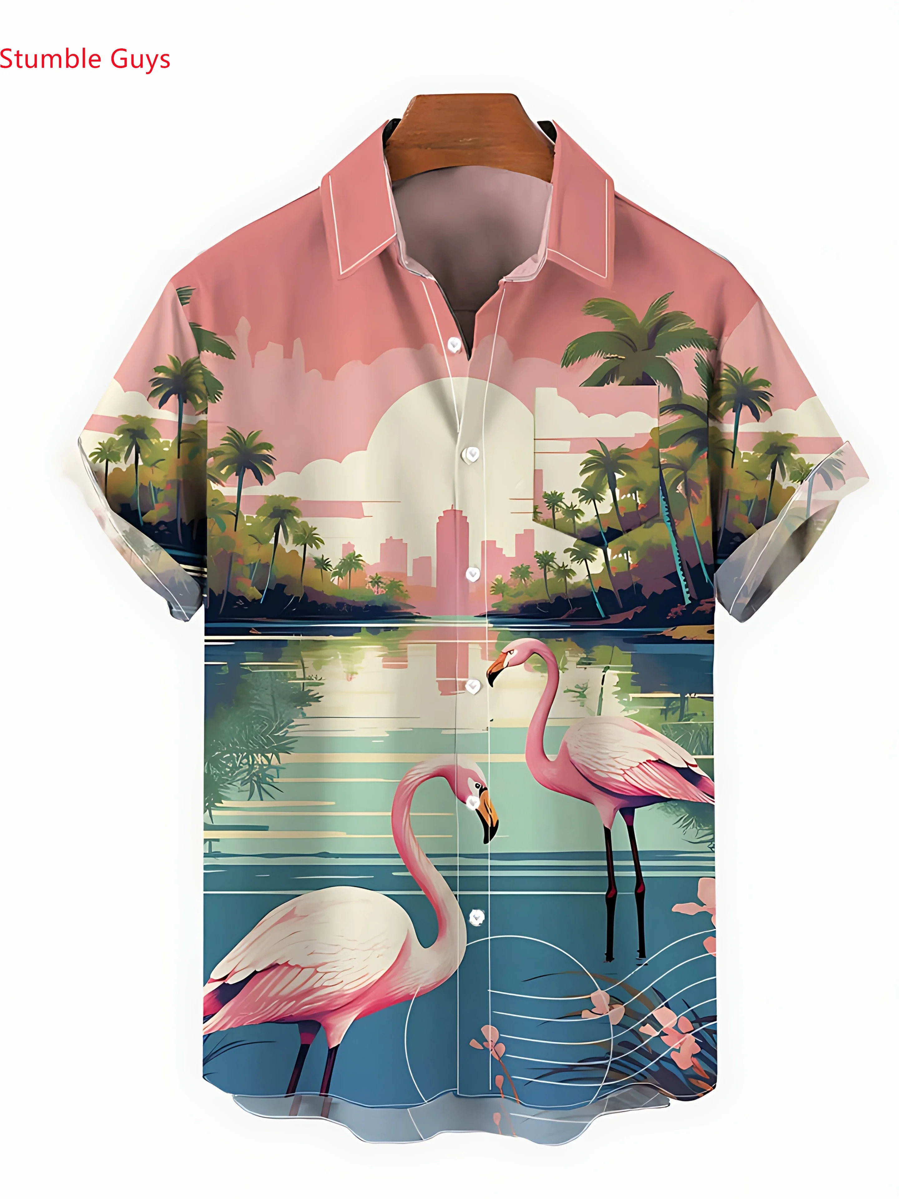 Summer Lightweight Party Shirt Men Hawaiian Casual Man Short Sleeve Fashion Print Breathable Beach Vacation Tops