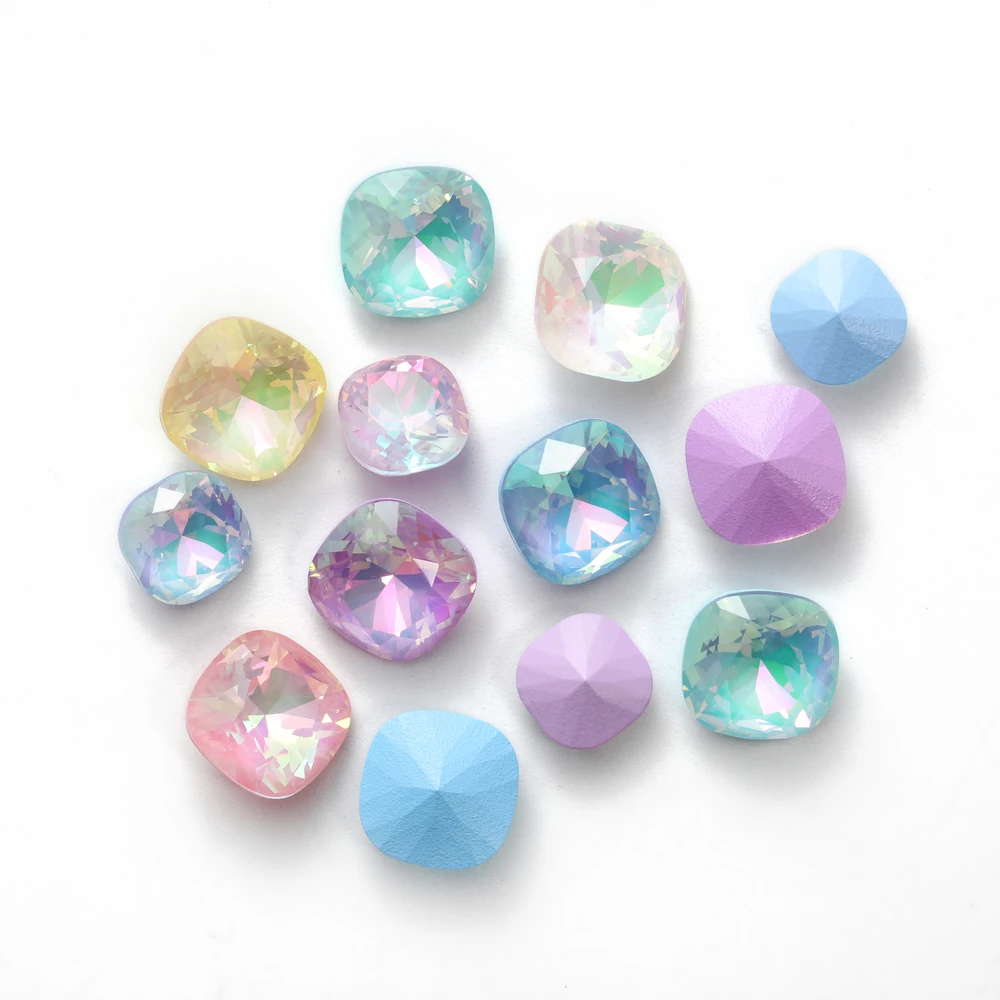 8mm Cushion Glass Rhinestones Glue On Nails Gem Beads Pointback Strass Jewelry Making Accessories Glass Beads Rhinestones