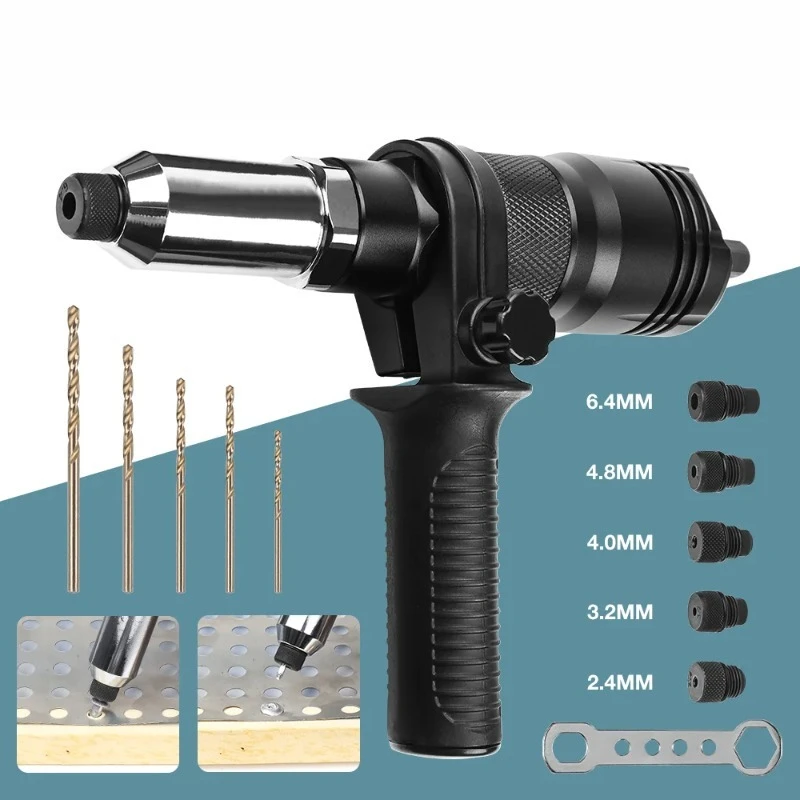 

New Electric Rivet Gun Tool Adapter,Insert Fastening Tool Household Cordless Rivet Gun Converter 2.4MM/3.2MM/4.0MM/4.8MM/6.4MM