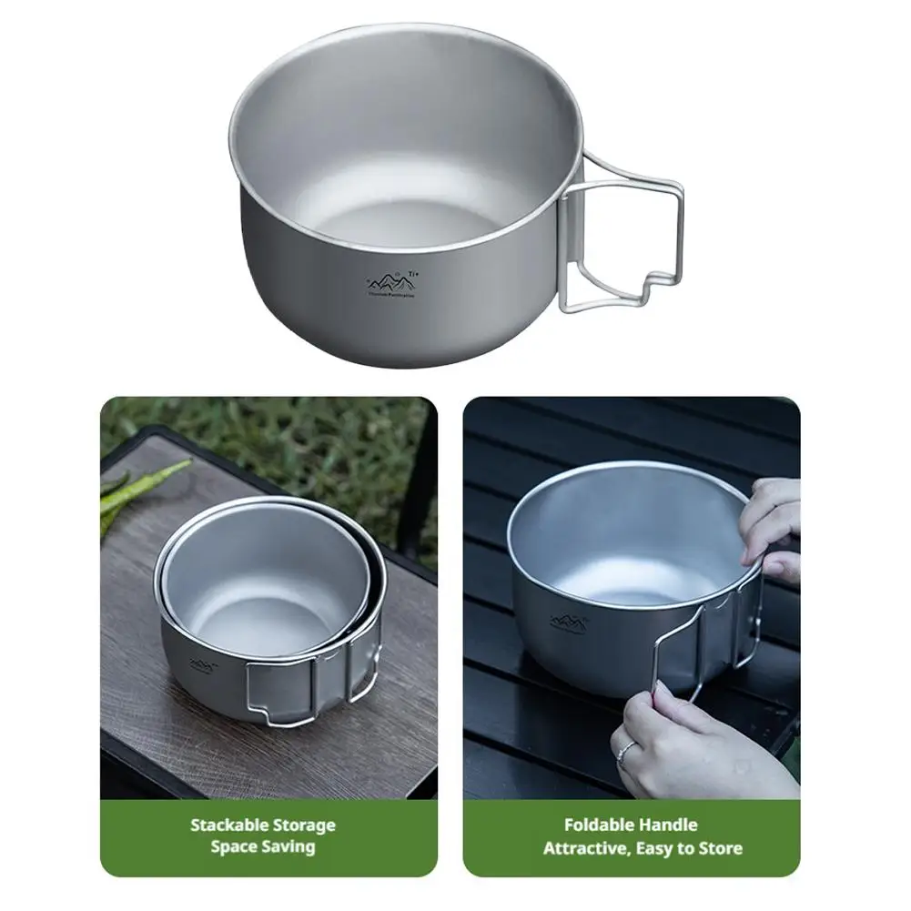 Ultraleichter Titan-Campingtopf, faltbar, tragbar, für Picknick, Camping, Instant-Nudelschüssel, Outdoor-Camping-Kochzubehör – Detail 13
