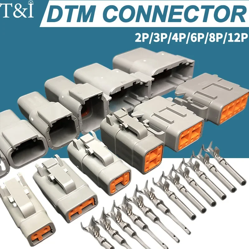 1 Set Deutsch DTM Automobile Connector Plug&Socket Male&Female Head Wiring Terminal DTM04-2/3/4/6/8/12 DTM06-2/3/4/6/8S