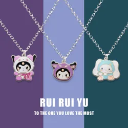 Sanrio Kuromi Cinnamoroll Necklace Anime Figures Cartoon Alloyed Necklace Q Figurals Anime Merchandise Decoration Birthday Gifts
