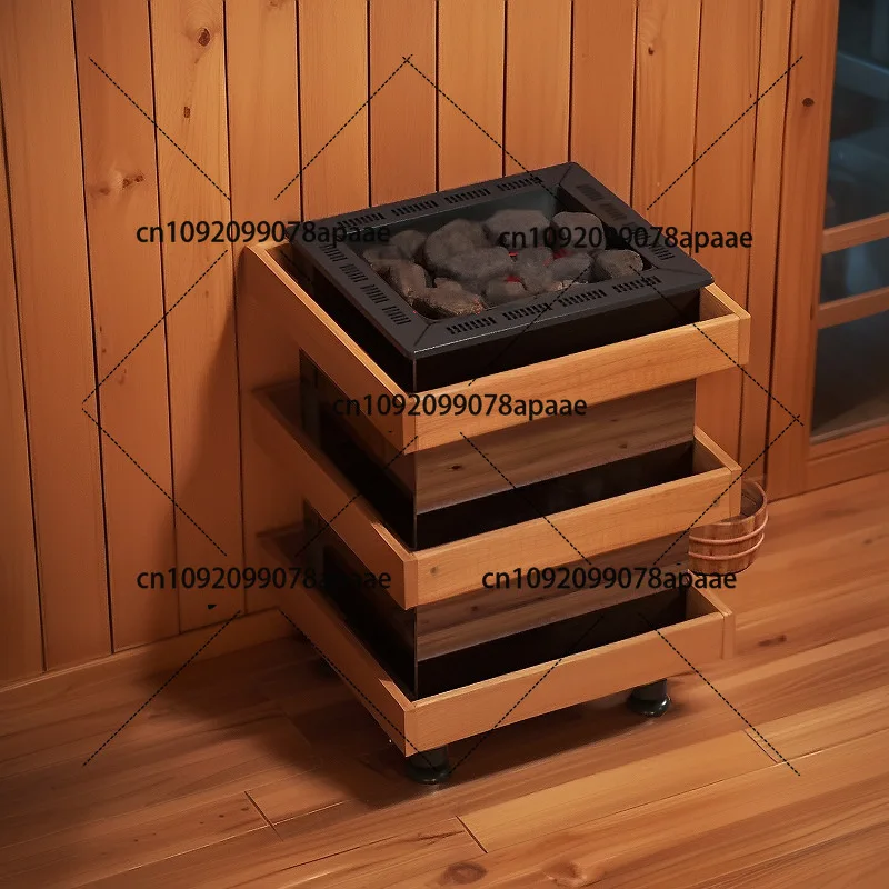 

Household electronic sauna stove, temperature control dry steamer manufacturer with control panel, black crystal series sauna