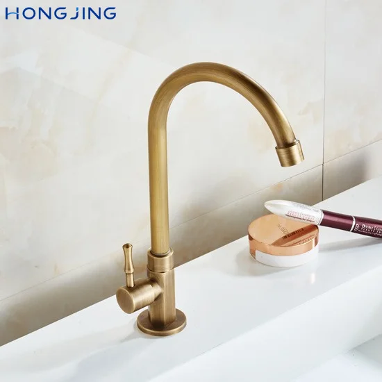 Antique Copper Single Cold Faucet Outdoor Balcony Vertical Rotatable Basin European Wash Basin Outdoor Basin Faucet
