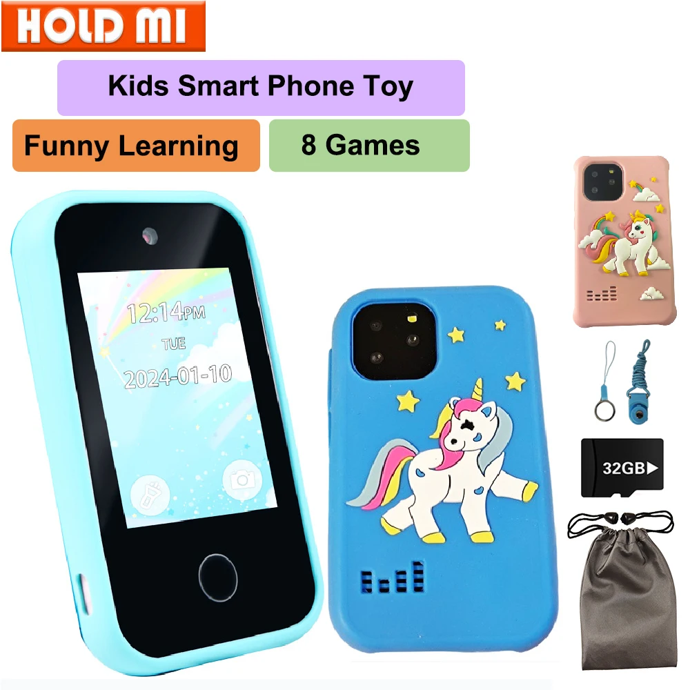 New Kids Smart Phone Toys Unicorn Toddler Play Phone Dual Camera Cell Phone Travel Toy Preschool Learning for Boys Girls Gifts