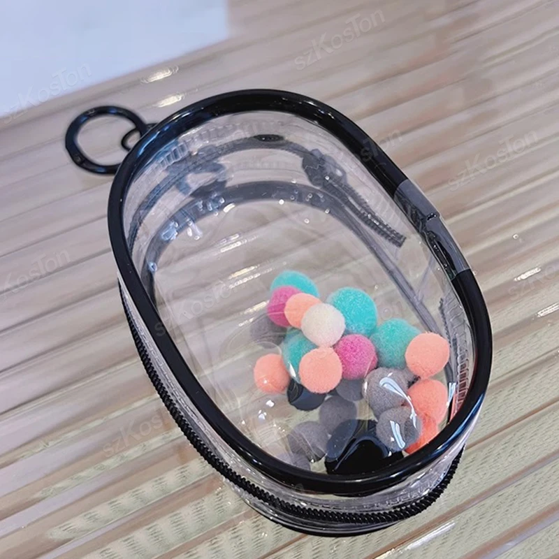 

D9 Clear Pouch Data Cable Storage Box Outdoor Travel Essential Headset PVC Storage Bag Data Cable Round Makeup Storage Organizer