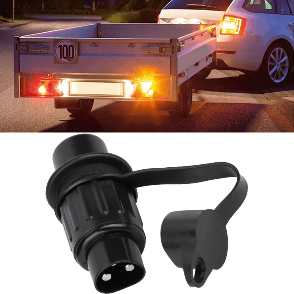 Trailer Adapter Black Trailer Plug Plastic 3 Pin Trailer Socket Wiring Connector Vehicle Connection